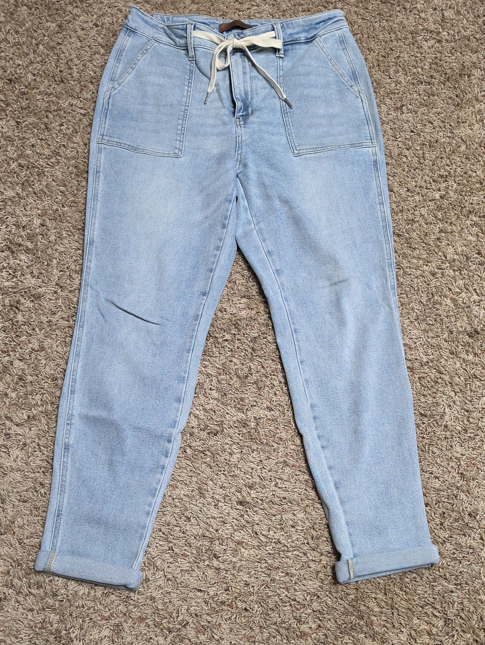 Judy Blue Light Blue Drawstring Boyfriend Jeans